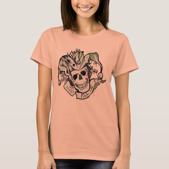 Camiseta Esquadrão Suicida | Joker Skull "All In" Tattoo Ar (Frente)