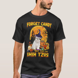 Camiseta Esqueça Candy Só Me Dê Shih Tzus Pumpkin Hallow