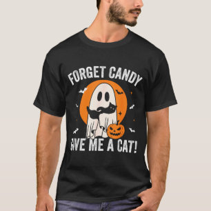 Camiseta Esqueça o Doce Dê um Gato - Gato Preto Fantasma En