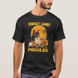 Camiseta Esqueça o Doce, Me Dê Puggles Abóbora Halloween