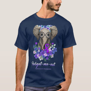 Camiseta Esquece-me de Alzheimers Sensibilizar a Flor Elefa