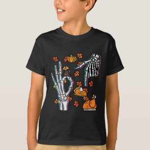 Camiseta Esqueleto 67 Meme Engraçado Dia de Ação de Graças