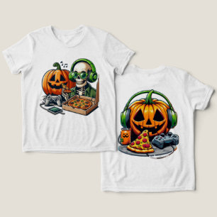 Camiseta Esqueleto Adorador de Pizza: Jogos, Sobrecarga De 
