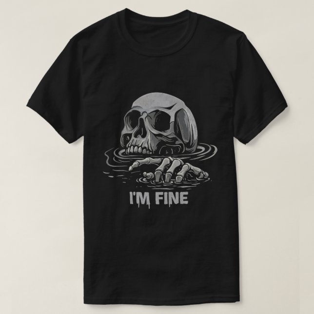 Camiseta Esqueleto Afogando Estou Bem  (Frente do Design)