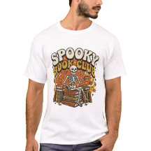 Esqueleto Amante de Livros Halloween Groovy Retrô