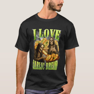 Camiseta Esqueleto Amante de Pão com Alho Meme Comida Eu Am