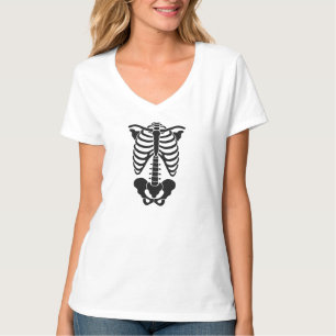 Camiseta Esqueleto Anatômico Vintage Gráfico Gótico da Caix