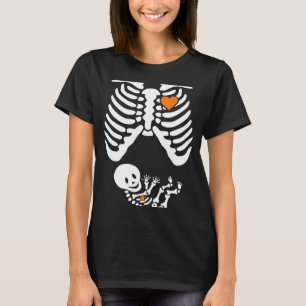 Camiseta Esqueleto Anúncio de Gravidez XRay Halloween Cos