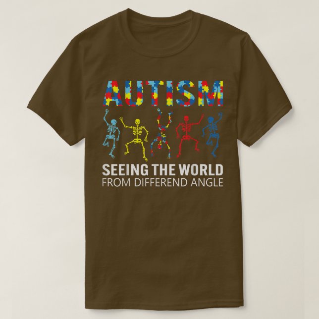 Camiseta Esqueleto Autismo Vendo O Mundo De Um Outro (Frente do Design)