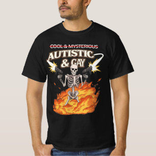Camiseta Esqueleto Autista e Gay Divertido Conscientização
