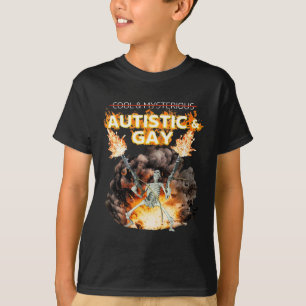 Camiseta Esqueleto Autista e Gay Maldito Meme de Autismo