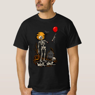Camiseta Esqueleto Balão Vermelho Divertido Halloween 2026
