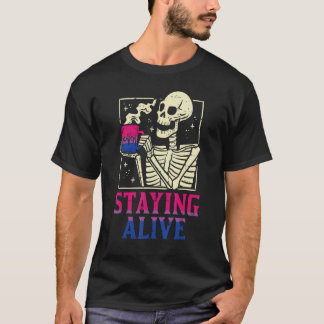 Camiseta Esqueleto Bissexual Ficando Vivo Bandeira Do Orgul