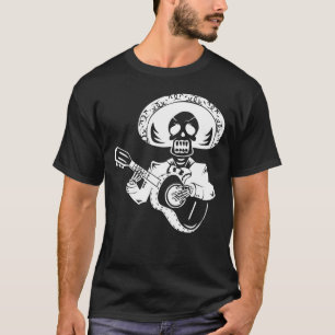 Camiseta esqueleto branco feliz cinco de mayo mariachi