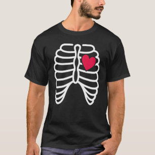 Camiseta Esqueleto Caixa Torácica Coração Raio X Adultos Cr
