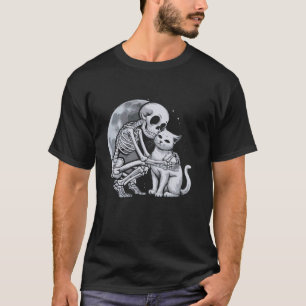 Camiseta Esqueleto Caveira de Gato Kitty Fofo Custo de Hall