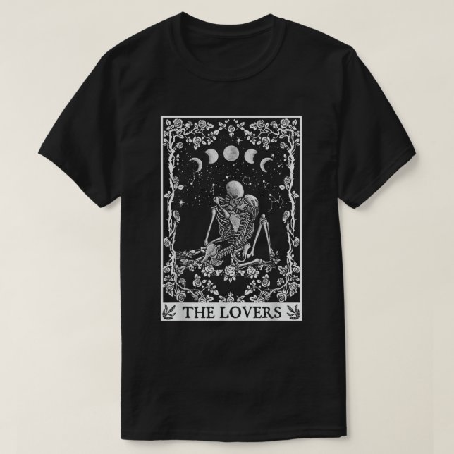 Camiseta Esqueleto Celestial Leitura Da Lua Da Placa Tarot (Frente do Design)