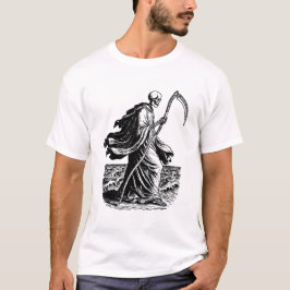 Camiseta esqueleto com a foice no mar