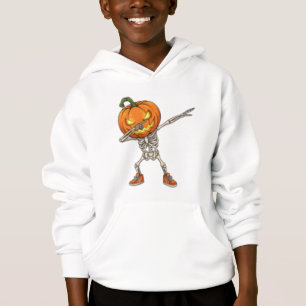 Camiseta Esqueleto com Cabeça de Abóbora no Dia das Bruxas