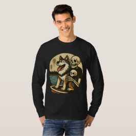 Camiseta Esqueleto com Cachorro no Lago Assombrado Arte de