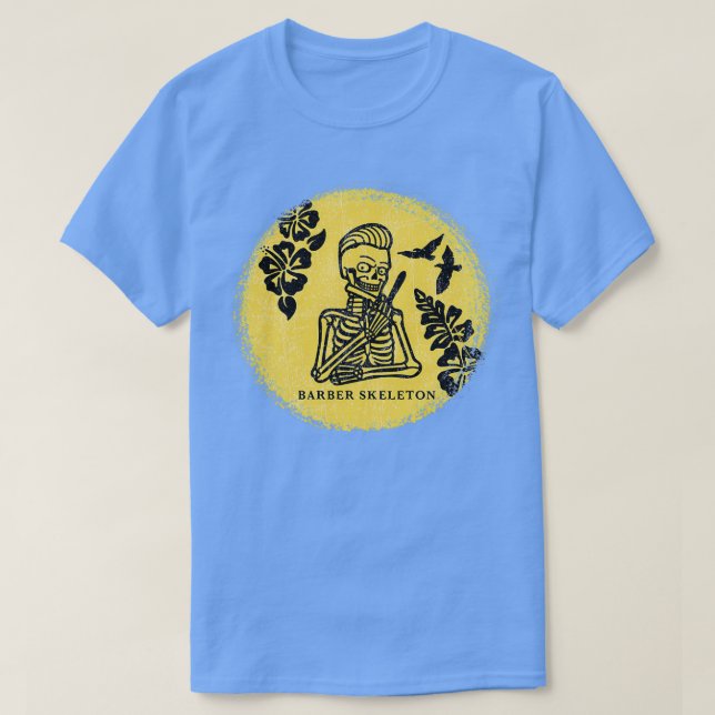 Camiseta Esqueleto com faca de barbeiro (Frente do Design)