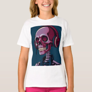 Camiseta Esqueleto com fones de ouvido
