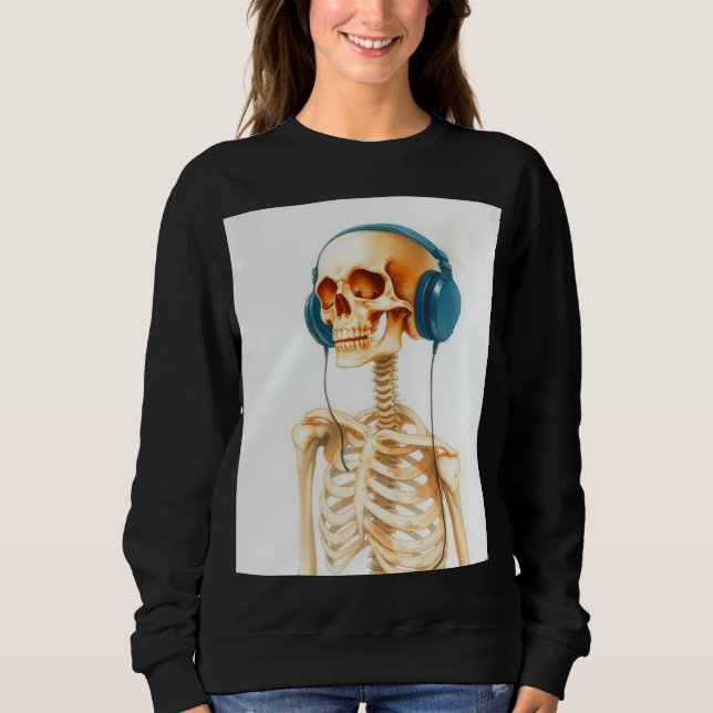 Camiseta Esqueleto com fones de ouvido  (Frente)