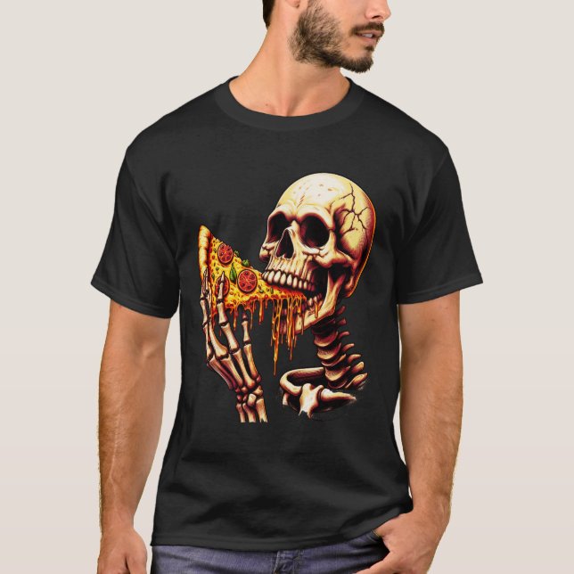 Camiseta Esqueleto Comendo Pizza (Frente)