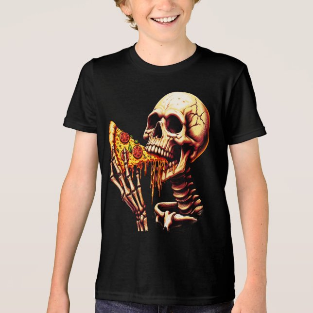 Camiseta Esqueleto Comendo Pizza  (Frente)