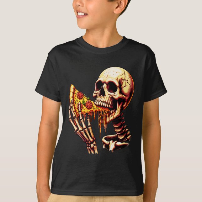Camiseta Esqueleto Comendo Pizza (Frente)