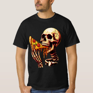 Camiseta Esqueleto Comendo Pizza 
