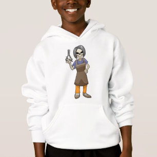 Camiseta Esqueleto como cabeleireiro com tesoura