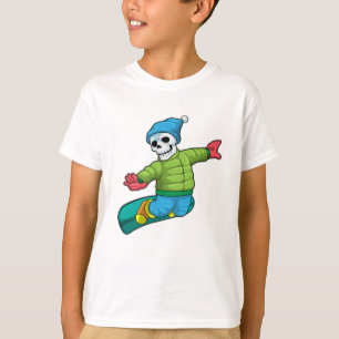 Camiseta Esqueleto como Snowboarder com Snowboard