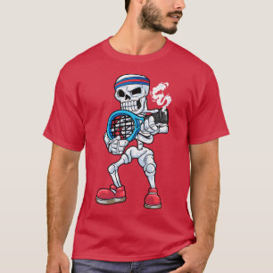 Camiseta Esqueleto como tenista com cabeça