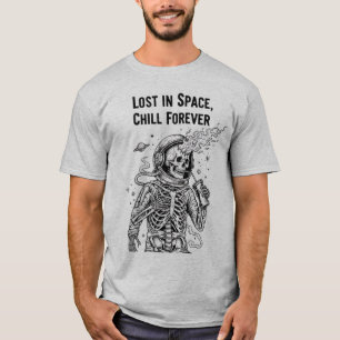 Camiseta Esqueleto Cósmico Astronauta Bebendo Refrigerante