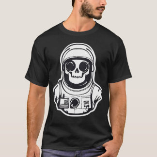 Camiseta Esqueleto Cósmico Explorando Os Des Frontais Finai