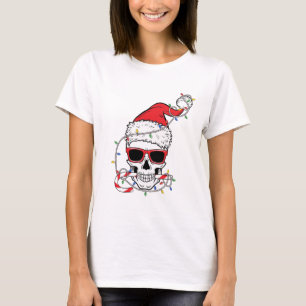 Camiseta Esqueleto-Craniano-Com-Luzes-De-Natal