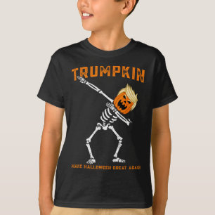 Camiseta Esqueleto Dabbing Trump Trumpkin Faça o Halloween