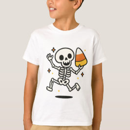 Camiseta Esqueleto Dançando com o Halloween de Milho Doce