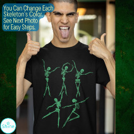 Camiseta Esqueleto dançante assustador malvado Halloween