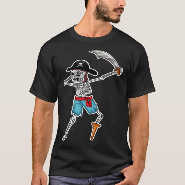 Camiseta Esqueleto Dançante DAB I Dabbing I Pirata (Frente)