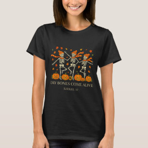 Camiseta Esqueleto Dançante Ossos Secos Vêm à Vida Ha Crist
