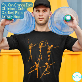 Camiseta Esqueleto de 5 danças engraçado e assustador Feliz