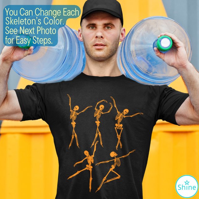 Camiseta Esqueleto de 5 danças engraçado e assustador Feliz (Criador carregado)