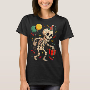 Camiseta Esqueleto de aniversário engraçado feliz Halloween