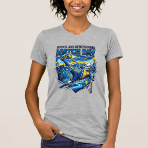 Camiseta Esqueleto de atacante do dia da partida da Bósnia