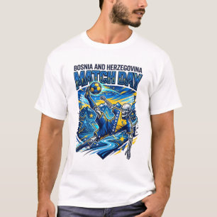 Camiseta Esqueleto de atacante do dia da partida da Bósnia