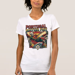 Camiseta Esqueleto de atacante do dia da partida de Portuga