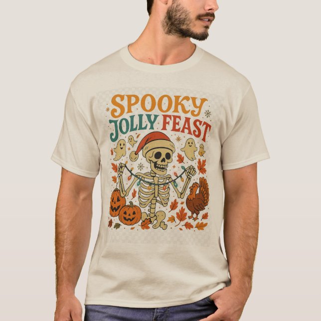 Camiseta Esqueleto de Banquete Spookly (Frente)