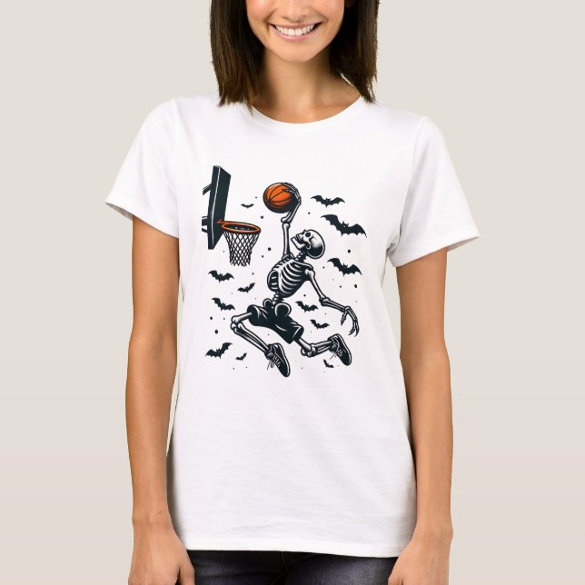 Camiseta Esqueleto de Basquete Skeleton Halloween (Frente)